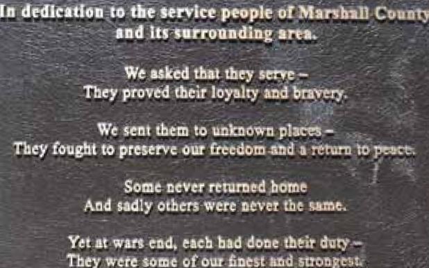 Marshall County Area Veterans Memorial Park Celebrates Opening
