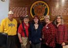 Warroad Post 25 recognizes Taylor Halverson who updated the membership board at the American Legion Club. Pictured from L-R: The 6th & 9th Department Vice Commander Gary Olson, 9th District Legion Commander Terry Buraas, Taylor, 9th District Legion Auxiliary President Cheryl Grover and Department of MN NEC Jean Walker. Post 25 American Legion Commander Marty Howes and members are proud of Taylor for the neat and orderly job she did on the membership board, the board contains names of the current Legionnaire